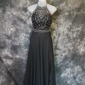 Size 12 Black Halter Prom Dress